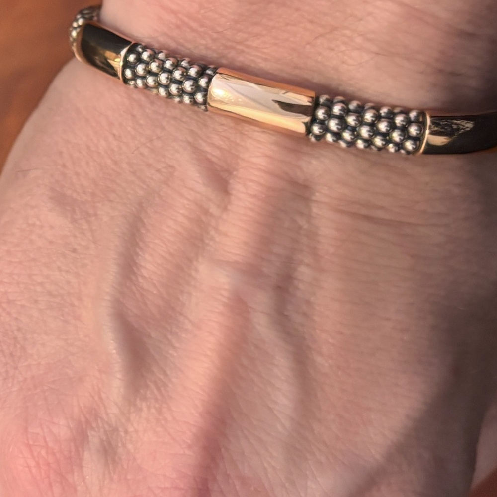 LAGOS High Bar Caviar Bracelet Rose Gold and sterling silver retail $2875!